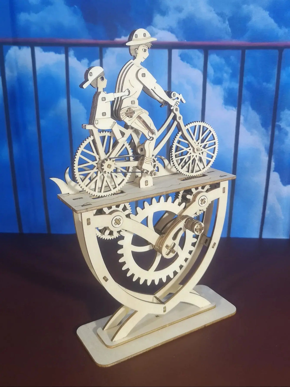 3D Wooden Puzzle Father and Son Diy Handmade Bicycle Assembly Model Kits