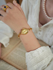 1 Piece of New French Retro Gold Small Dial Women's Watch, Fashionable, Simple, Luxurious, Elegant, Compact and Waterproof Bracelet, Women's Quartz Watch, Suitable for Decorative Wrists for Daily Wear, Dinner and Other Occasi