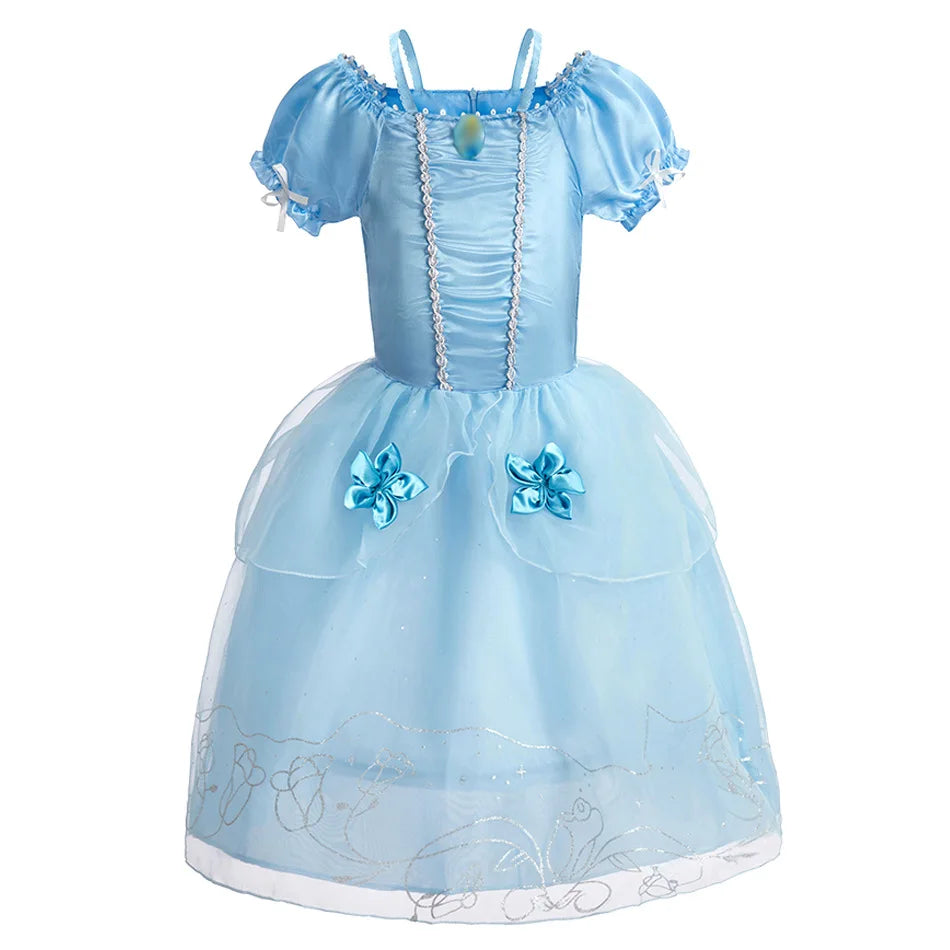 Disney Rapunzel Cinderella Princess Girls Dress Elsa Anna Kids Halloween Vestidos Costume Children Birthday Party Dress