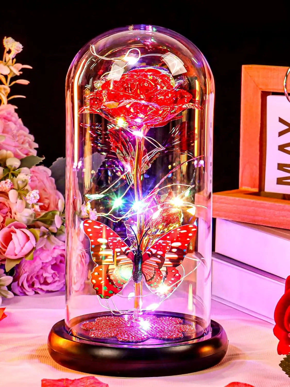 Mothers Day Rose Gifts for Mom, Galaxy Glass Rose