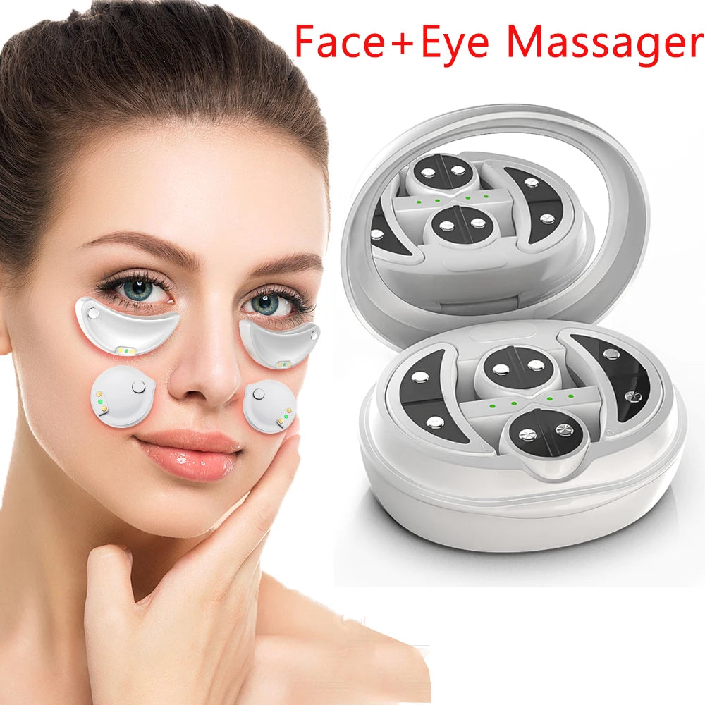 Ems Pulse Microcurrent Eye Massager Red Light Therapy Face Lifting Device Fatigue Relief Lighten Dark Circles Eye Bag Removal
