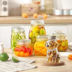 Chihuahua Shaped Container Freshness Preserving Container Chihuahua Dog Treat Jar Airtight Glass Pet Food Storage for Kitchen