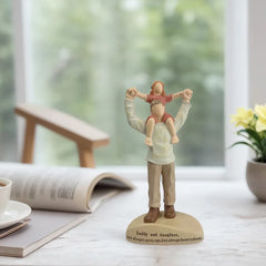 Sculpture of father and daughter's in shoulders family living room room desktop decoration, father's day Thanksgiving gifts