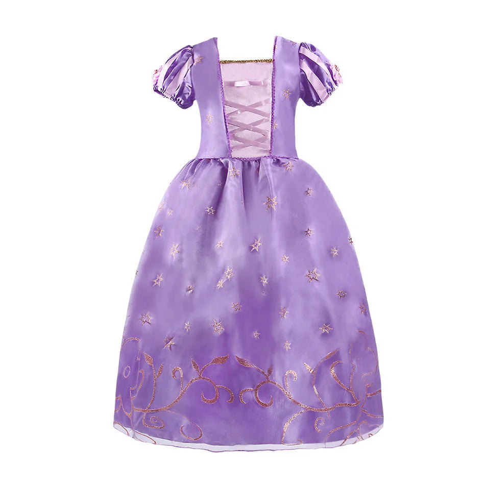 Disney Rapunzel Cinderella Princess Girls Dress Elsa Anna Kids Halloween Vestidos Costume Children Birthday Party Dress