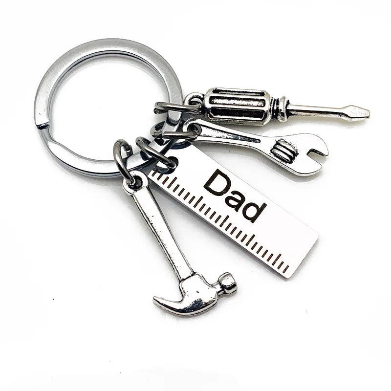 10 Pieces Stainless Steel Father Plot Mini Tool Pendant Fashion Car Keychain Backpack Pendant Souvenir for Men