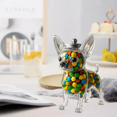 Chihuahua Shaped Container Freshness Preserving Container Chihuahua Dog Treat Jar Airtight Glass Pet Food Storage for Kitchen