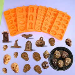 Halloween Skull Pumpkin Chocolate Candle Silicone Mold Witch Ghost Fondant Mould Decoration Cake Tools