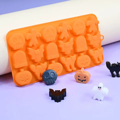 Halloween Skull Pumpkin Chocolate Candle Silicone Mold Witch Ghost Fondant Mould Decoration Cake Tools