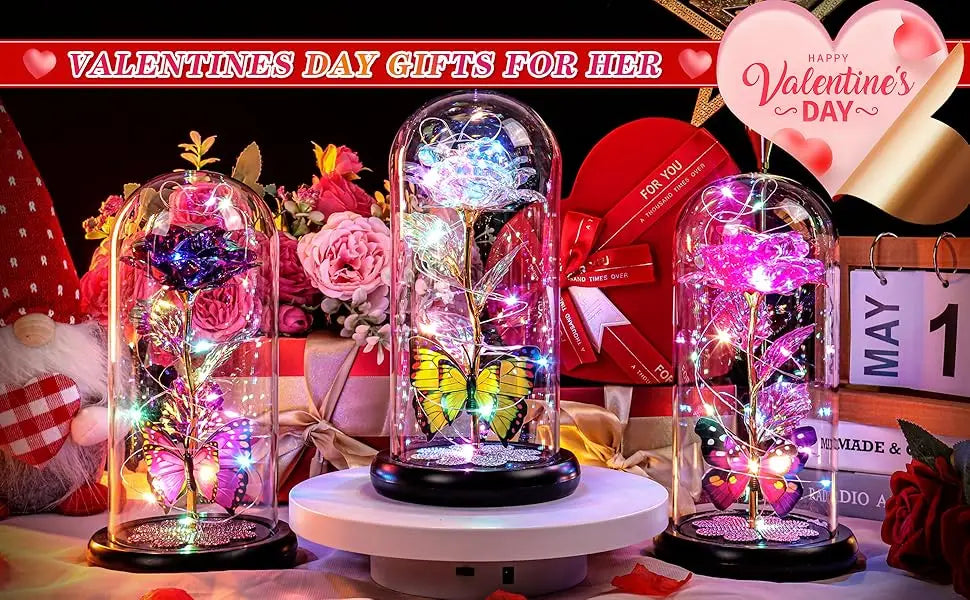 Mothers Day Rose Gifts for Mom, Galaxy Glass Rose