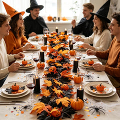 Halloween Garland Decorations Black Fall Leaves Vine with 3D Pumpkin Thanksgiving Harvest Festival Home Fireplace Mantle Decor