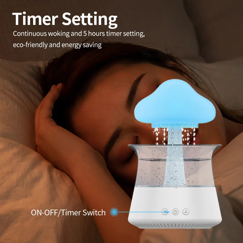 Rain Cloud Night Light humidifier with raining water drop sound and 7 color led light essential oil diffuser aromatherapy