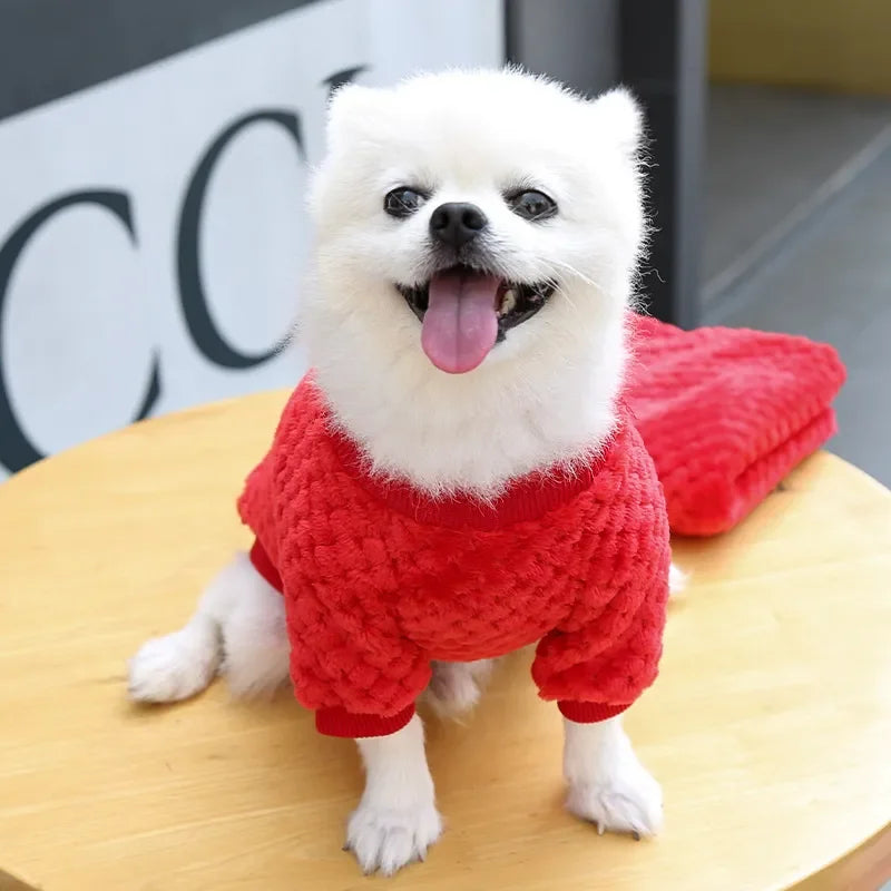 2024 New Warm Fleece Pet Clothes Cute Print Coat Small Medium Dog Cat Shirt Jacket Teddy French Bulldog Chihuahua Winter Outfit