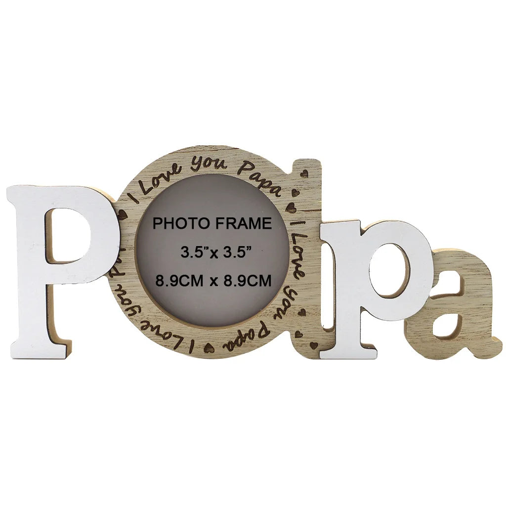1PC Wooden Love Photo Frame Crafts for Wedding Love Photo Father's Day Papa Picture Frame English Letter Photo Frame Table Decor