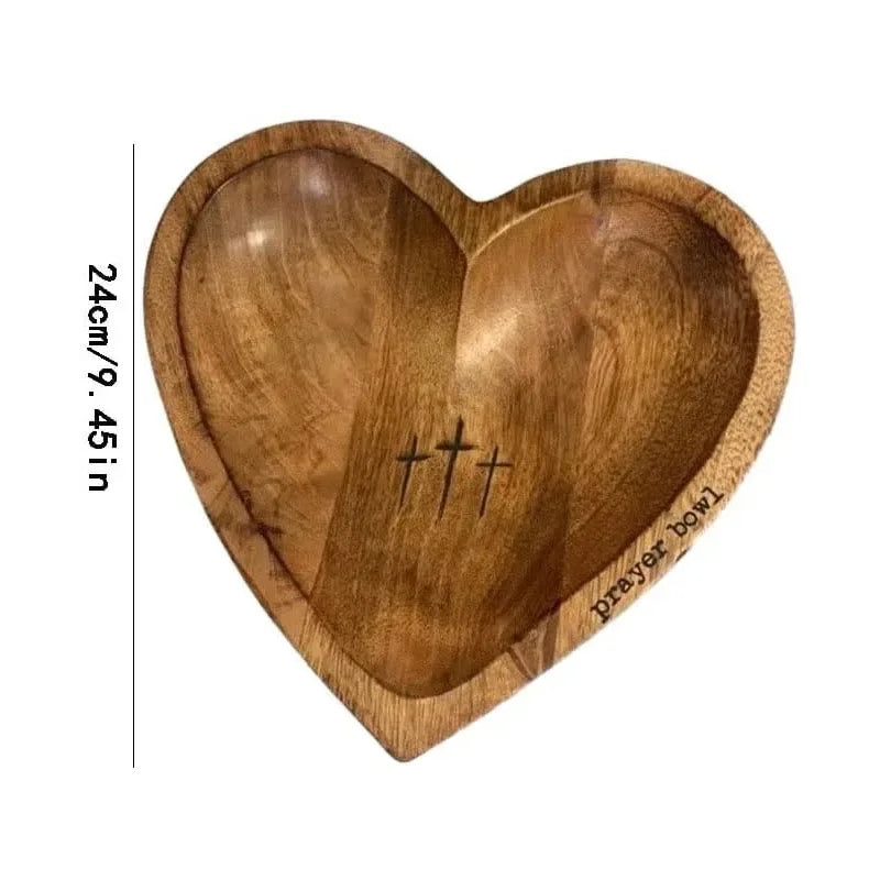 Wooden Religious Christian Congregation Gift Prayer Bowl Gratitude Heart Prayer Bowl Christian Gifts Wood Prayer Dough Bowl Gift