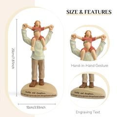 Sculpture of father and daughter's in shoulders family living room room desktop decoration, father's day Thanksgiving gifts