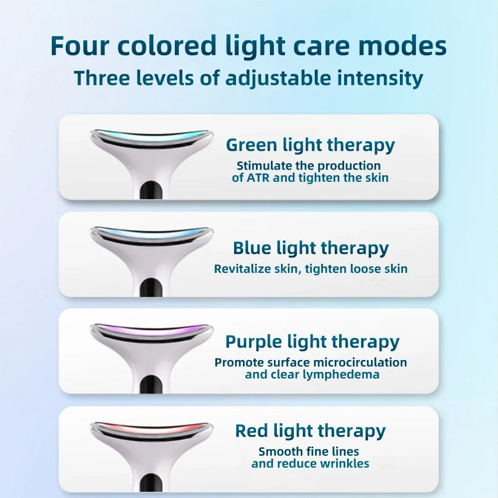 4 Color Neck Beauty Device EMS Face Lifting Machine Double Chin Remover LED Anti Wrinkle Skin Tightening Care Facial Massager