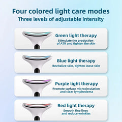 4 Color Neck Beauty Device EMS Face Lifting Machine Double Chin Remover LED Anti Wrinkle Skin Tightening Care Facial Massager