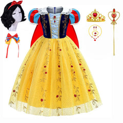 Halloween Costume for Kids Summer Puff Sleeve Princess Skirt Girls Snow White Cape Dress Girl Party Disfraz Para Mujier Dress