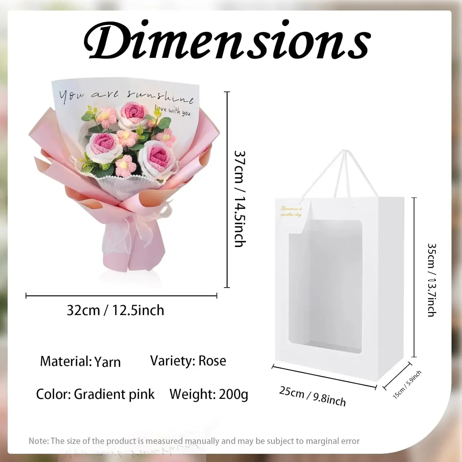 Simulation Knitting Wool Flower Rose Bouquet Tulips for Girlfriend Girlfriend Mom Birthday Gift Bouquet of Roses Flowers