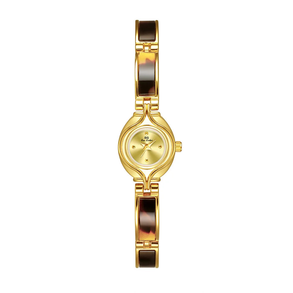 NEW Woman Watch Luxury Gold Amber Resin Vintage Watch Ladies Elegant Fashion Quartz Wristwatch Gifts For Women