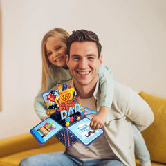 3D Pop Up Father's Day Card Handmade Best Dad Birthday Gift with Note & Envelope - Thank You Card for Dad from Daughter Son