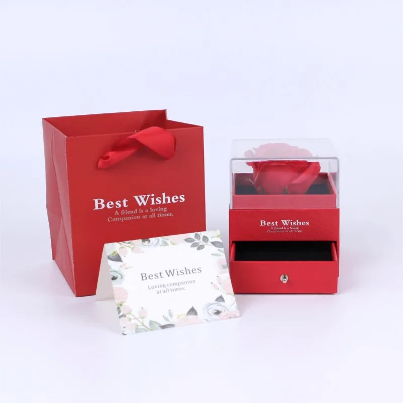 Soap Flower Rose Gift Box Elegant Infinity Jewelry Box for Girlfriend Wife Christmas Valentine's Day Anniversary Gift