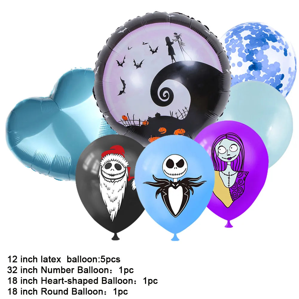 The Nightmare Before Christmas Halloween Theme Birthday Party Decoration Latex Digital Balloon Set Baby Shower Kid Boy Girl Gift