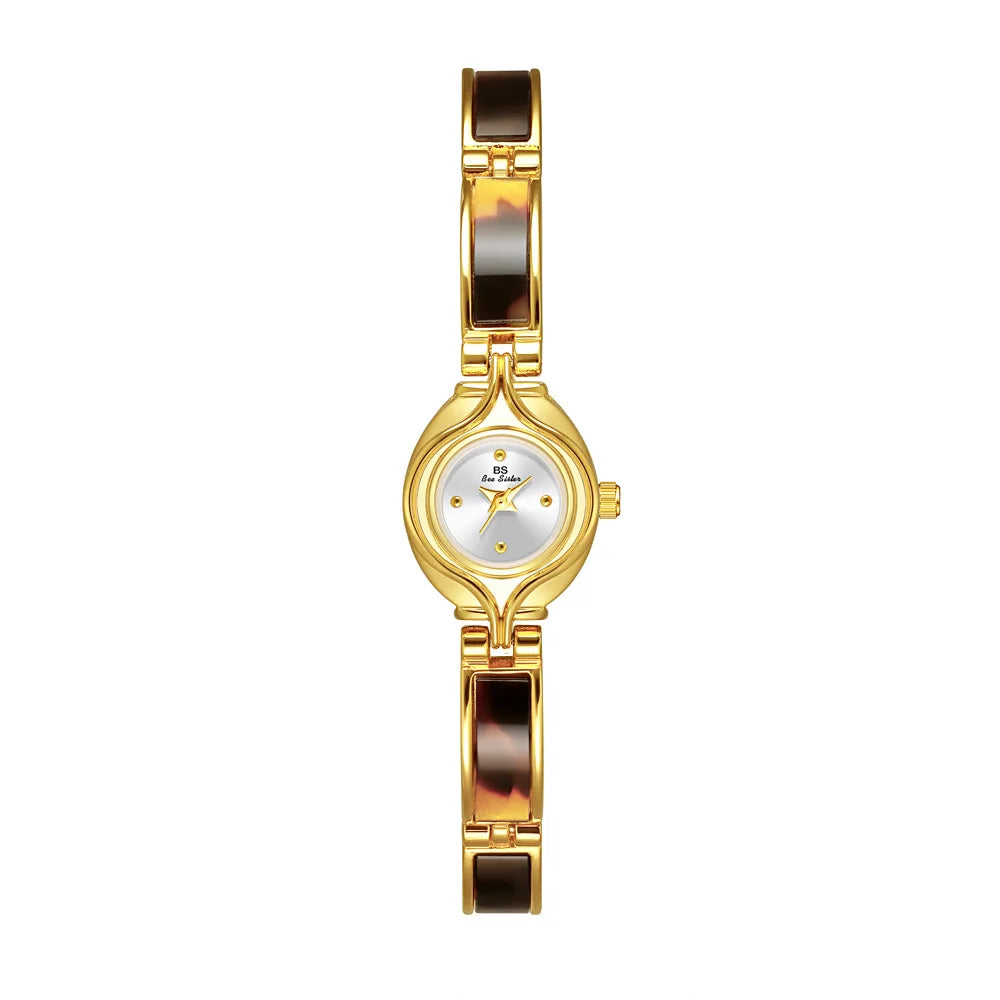 NEW Woman Watch Luxury Gold Amber Resin Vintage Watch Ladies Elegant Fashion Quartz Wristwatch Gifts For Women