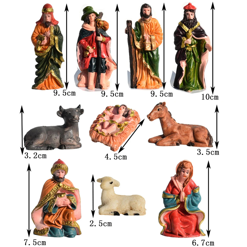 10Pcs Nativity Christ Figurines Set Christmas Nativity Scene Decoration Ornament Gifts Crafts