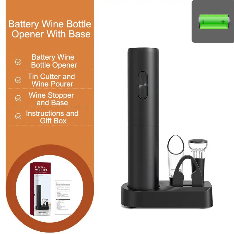 Electric Wine Bottle Opener Automatic Red Wine Corkscrew Rechargeable Wine Opener with Charging Base Wine Lover Kitchen Gadgets
