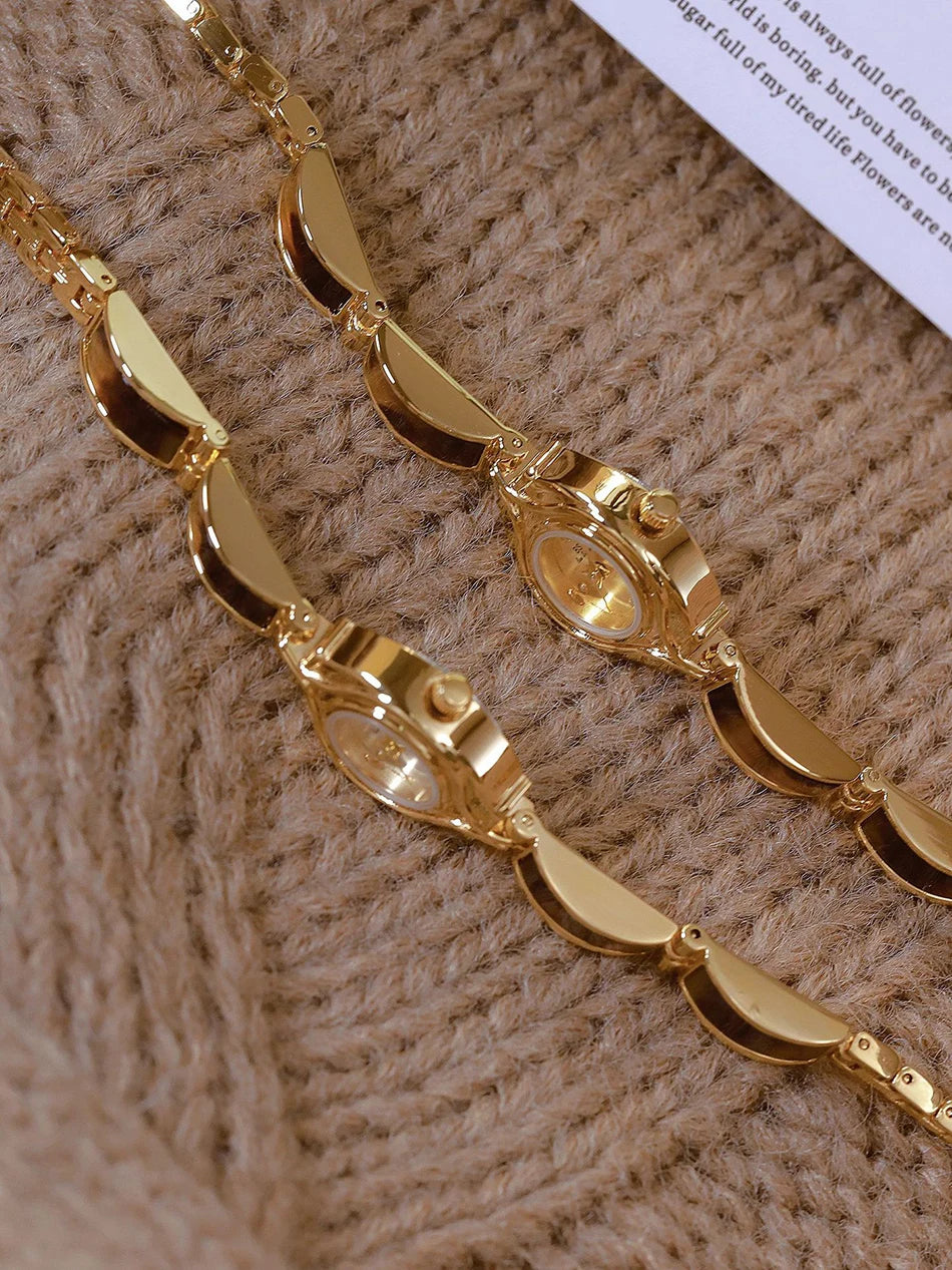 NEW Woman Watch Luxury Gold Amber Resin Vintage Watch Ladies Elegant Fashion Quartz Wristwatch Gifts For Women