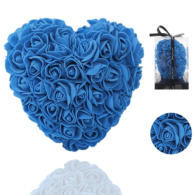 15cm 3D Love Heart Rose Flower Valentine's Day Gift for Girlfriends Completed Red PE Flower Heart Mold Wedding Birthday Gifts