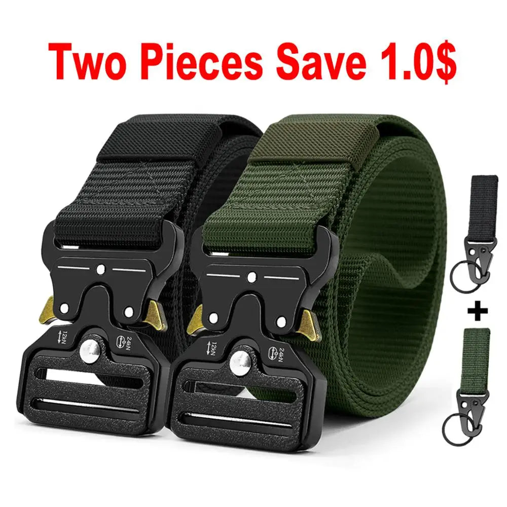 Men Belt Outdoor Hunting Metal Tactical Belt Multi-Function Alloy Buckle Marine Corps Canvas Belt for Men And Women Black Belt