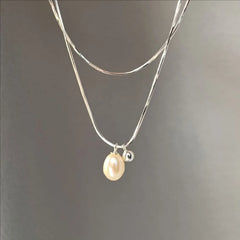 Wear Double Layer Pearl Necklace Light Luxury Niche High-end Design Sense ins Simple Collarbone Chain Female Jewelry