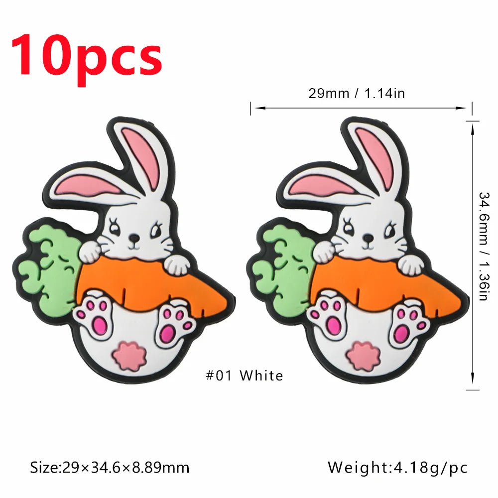 Sunnory  Easter Day Bunny Series Silicone Beads For DIY Jewelry Making Bracelet Necklace Pen Etc Handmade Accessories