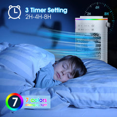 Portable Air Conditioner Mini Air Cooler USB Air Conditioning Fan 600ml Ice Water Air Cooling Fan With Humidifier for Bedroom