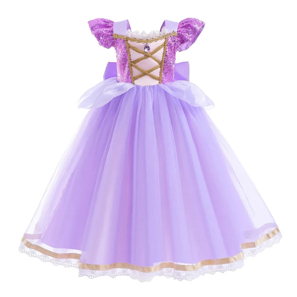 Girls Rapunzel Princess Costume Dresses Kids Summer Tangled Fancy Cosplay Dress Halloween Carnival Party Cosplay Vestido Dresses