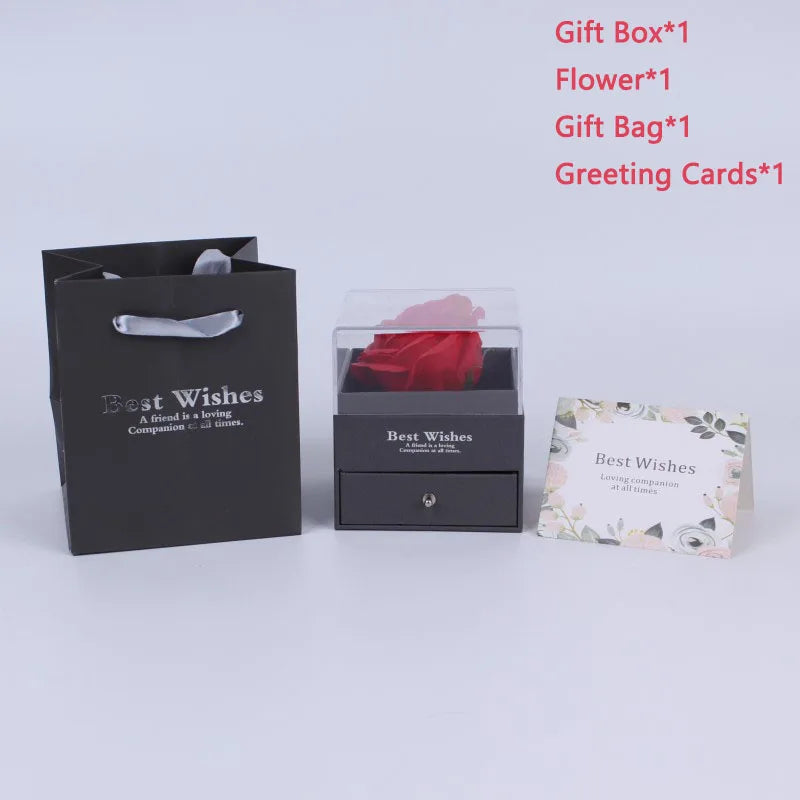 Soap Flower Rose Gift Box Elegant Infinity Jewelry Box for Girlfriend Wife Christmas Valentine's Day Anniversary Gift
