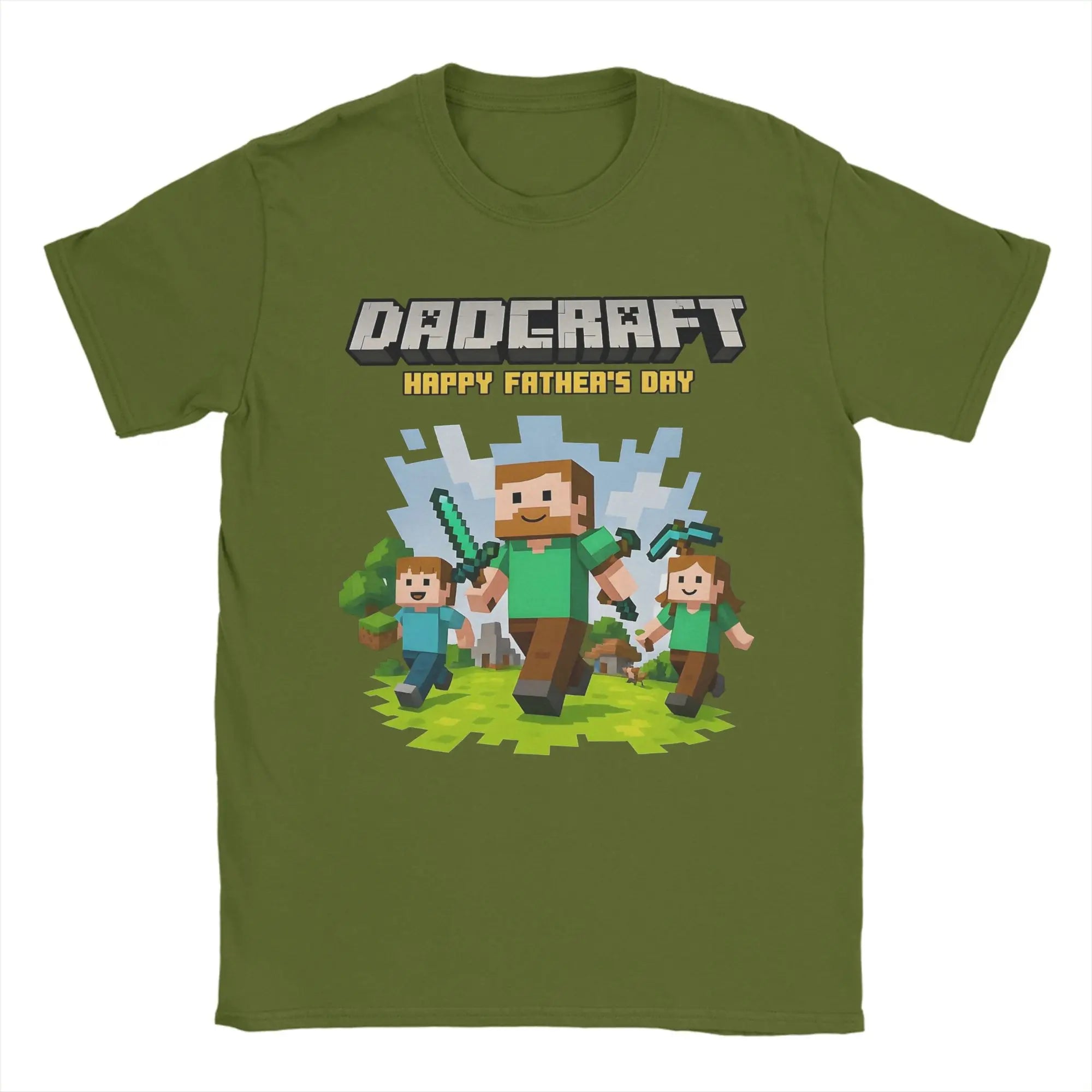 Men DadCraft Happy Father's Day T Shirt Pure Cotton Clothes Leisure Short Sleeve Round Neck Tee Shirt Birthday Gift T-Shirts