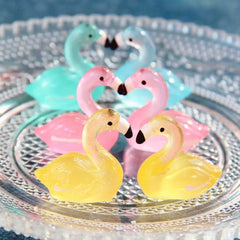 50/20/10PCS Mini Fluorescent Duck Ornament Miniature Figures Tiny Swan Duck Resin Handicraft MicroLandscape Dollhouse Decoration