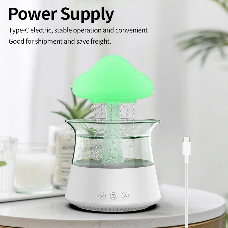 Rain Cloud Night Light humidifier with raining water drop sound and 7 color led light essential oil diffuser aromatherapy