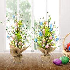 2024 Easter Decoration Glitter Foam Easter Eggs Artificial Plant Tree Stakes Easter Ornament Home Decor