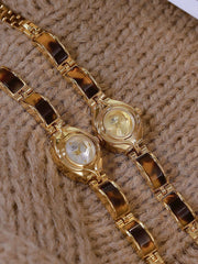 NEW Woman Watch Luxury Gold Amber Resin Vintage Watch Ladies Elegant Fashion Quartz Wristwatch Gifts For Women