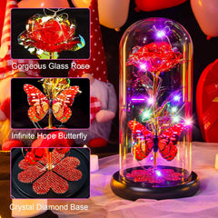 Mothers Day Rose Gifts for Mom, Galaxy Glass Rose
