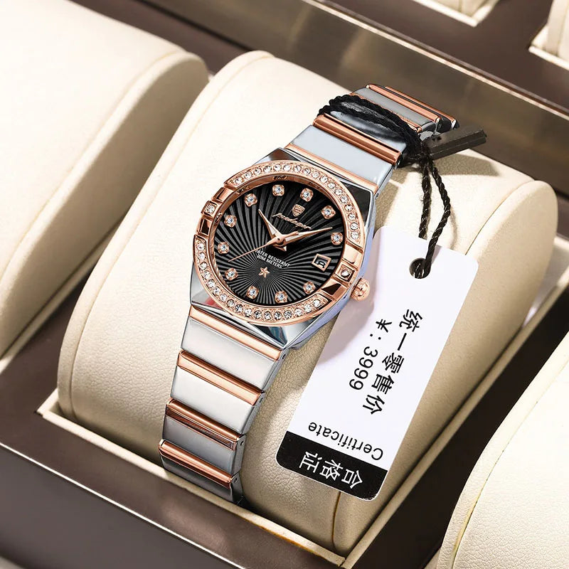 Luxury Diamond Brand Womens Watches Top Waterproof Ultra Thin Ladies Watch Rose Gold Luminous Calendar Quartz Clock Female 2024