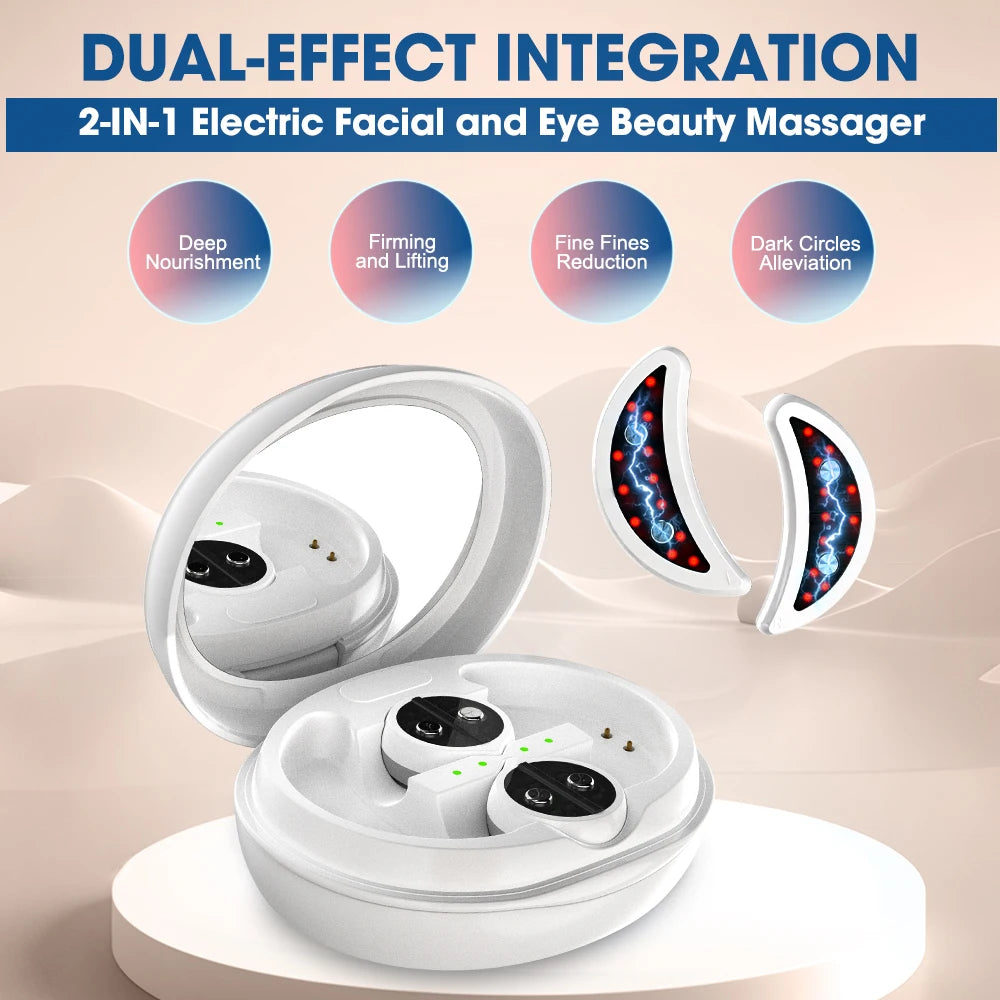 Ems Pulse Microcurrent Eye Massager Red Light Therapy Face Lifting Device Fatigue Relief Lighten Dark Circles Eye Bag Removal