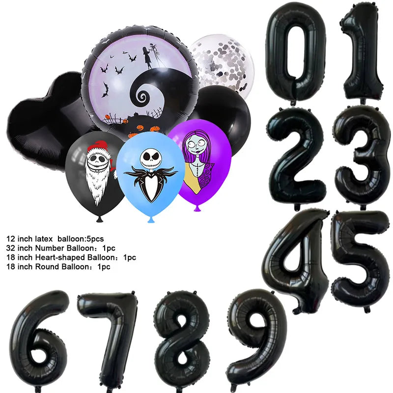 The Nightmare Before Christmas Halloween Theme Birthday Party Decoration Latex Digital Balloon Set Baby Shower Kid Boy Girl Gift