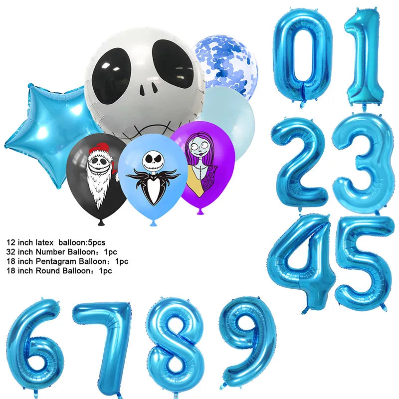 The Nightmare Before Christmas Halloween Theme Birthday Party Decoration Latex Digital Balloon Set Baby Shower Kid Boy Girl Gift