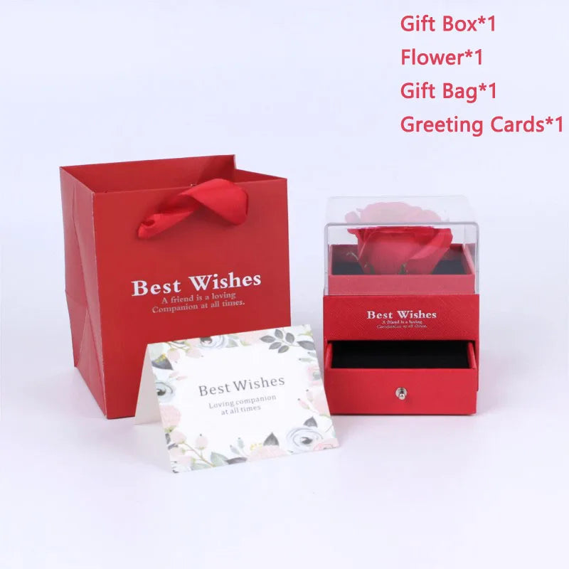 Soap Flower Rose Gift Box Elegant Infinity Jewelry Box for Girlfriend Wife Christmas Valentine's Day Anniversary Gift