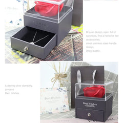 1 Rose Gift Box Artificial Flower Box+Carry Bag Ring Jewelry Storage Box Christmas Valentine's Day Mom Wedding Girlfriend Gifts